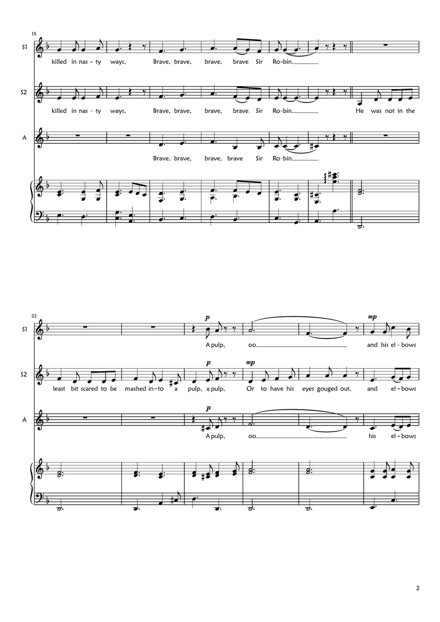 Sir Robin's Song Sir Robin's Song SSA scores gallery preview page 2