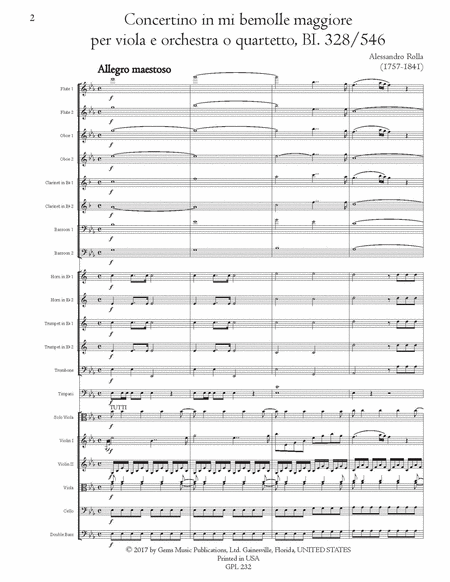 Concertino in mi bemolle maggiore, BI. 328/546 Viola e Orchestra (o Quartetto)