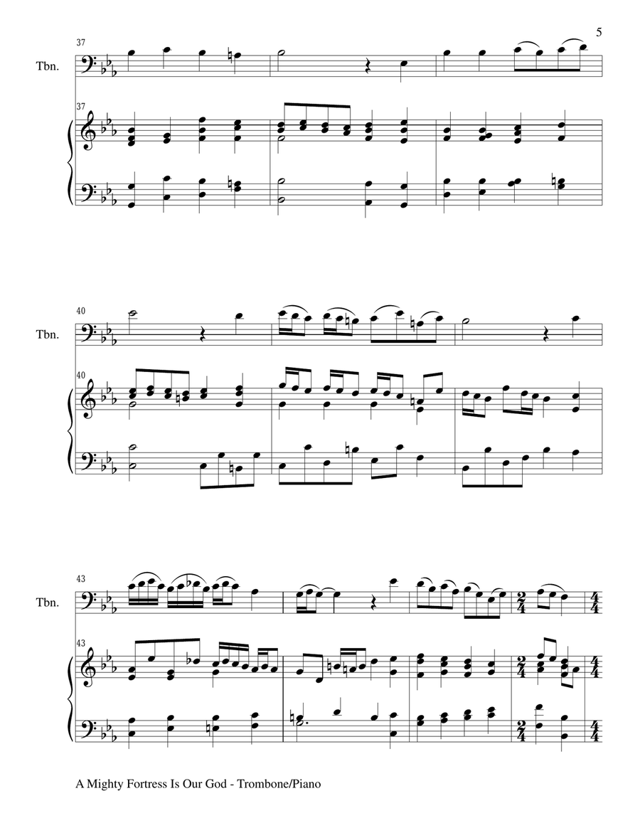 A MIGHTY FORTRESS IS OUR GOD (Duet – Trombone and Piano/Score and Parts) Trombone Duet scores gallery preview page 5