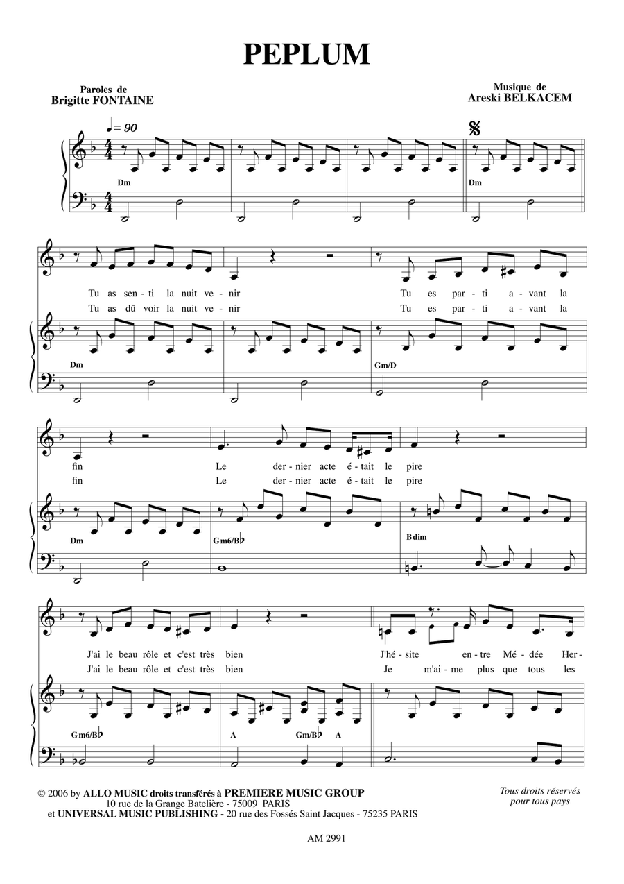 Peplum Piano, Vocal scores gallery preview page 1