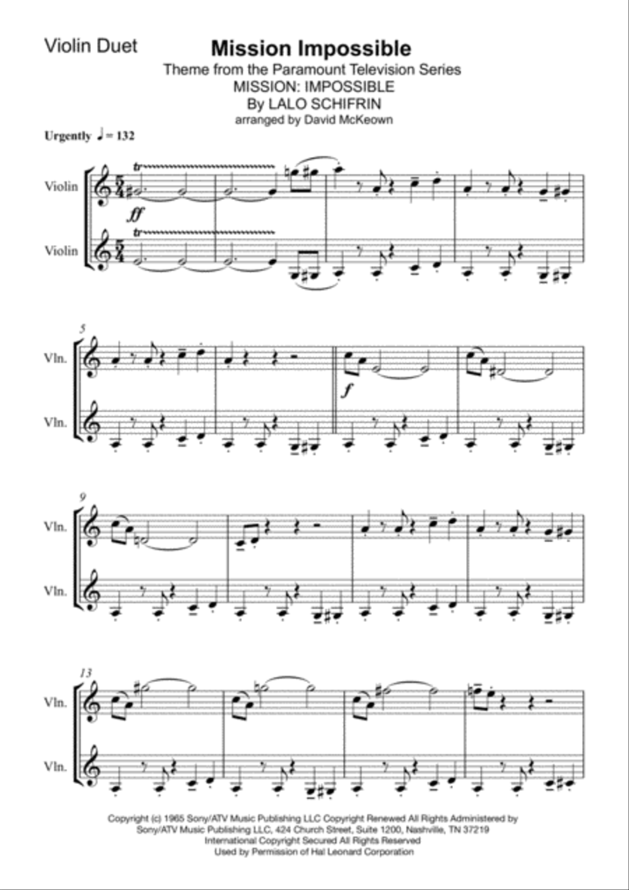 Mission: Impossible Theme from the Paramount Television Series MISSION: IMPOSSIBLE String Duet scores gallery preview page 2