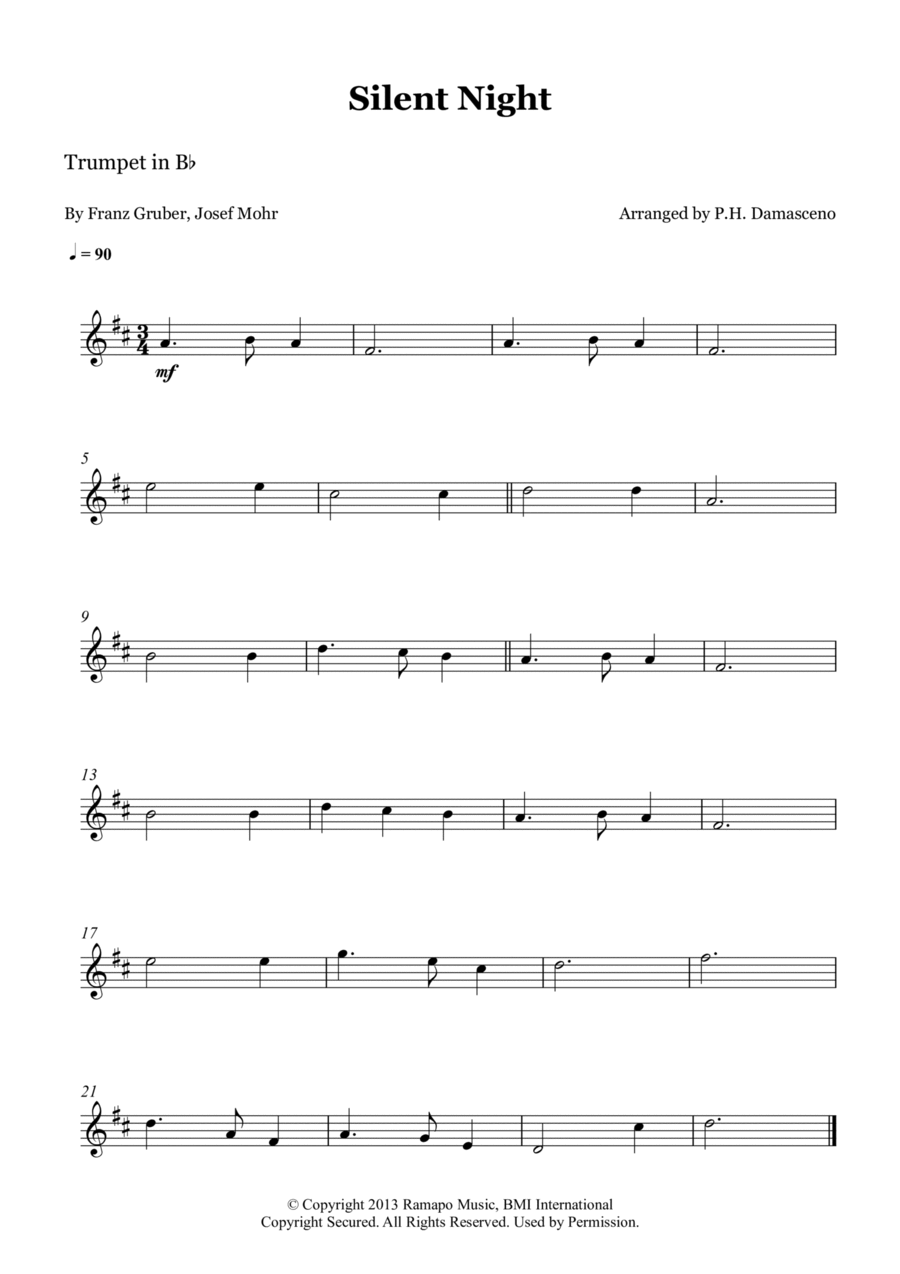 Silent Night Trumpet Solo scores gallery preview page 1