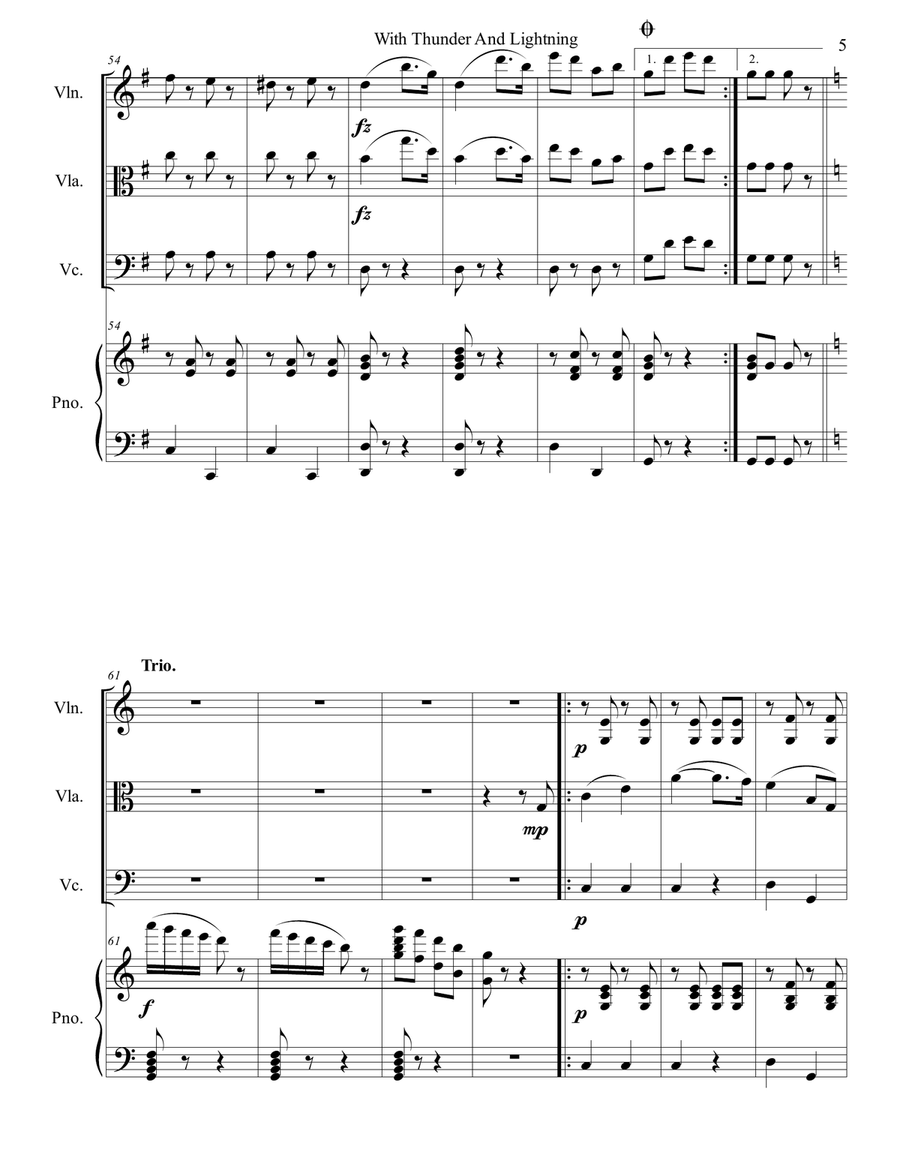Johann Strauss II - Thunder and Lightning Polka arr. for piano quartet (score and parts) Piano Quartet scores gallery preview page 5