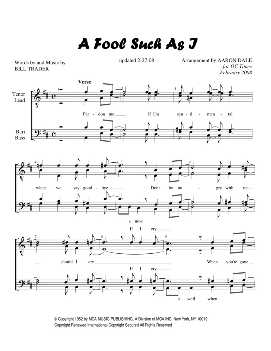 (Now And Then There's) A Fool Such As I TTBB scores gallery preview page 1