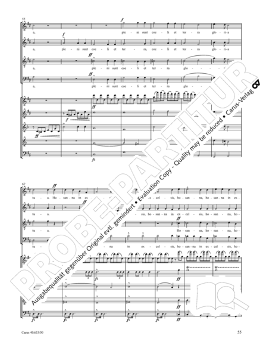 Mass in D Major (Missa in D) 4-Part scores gallery preview page 56