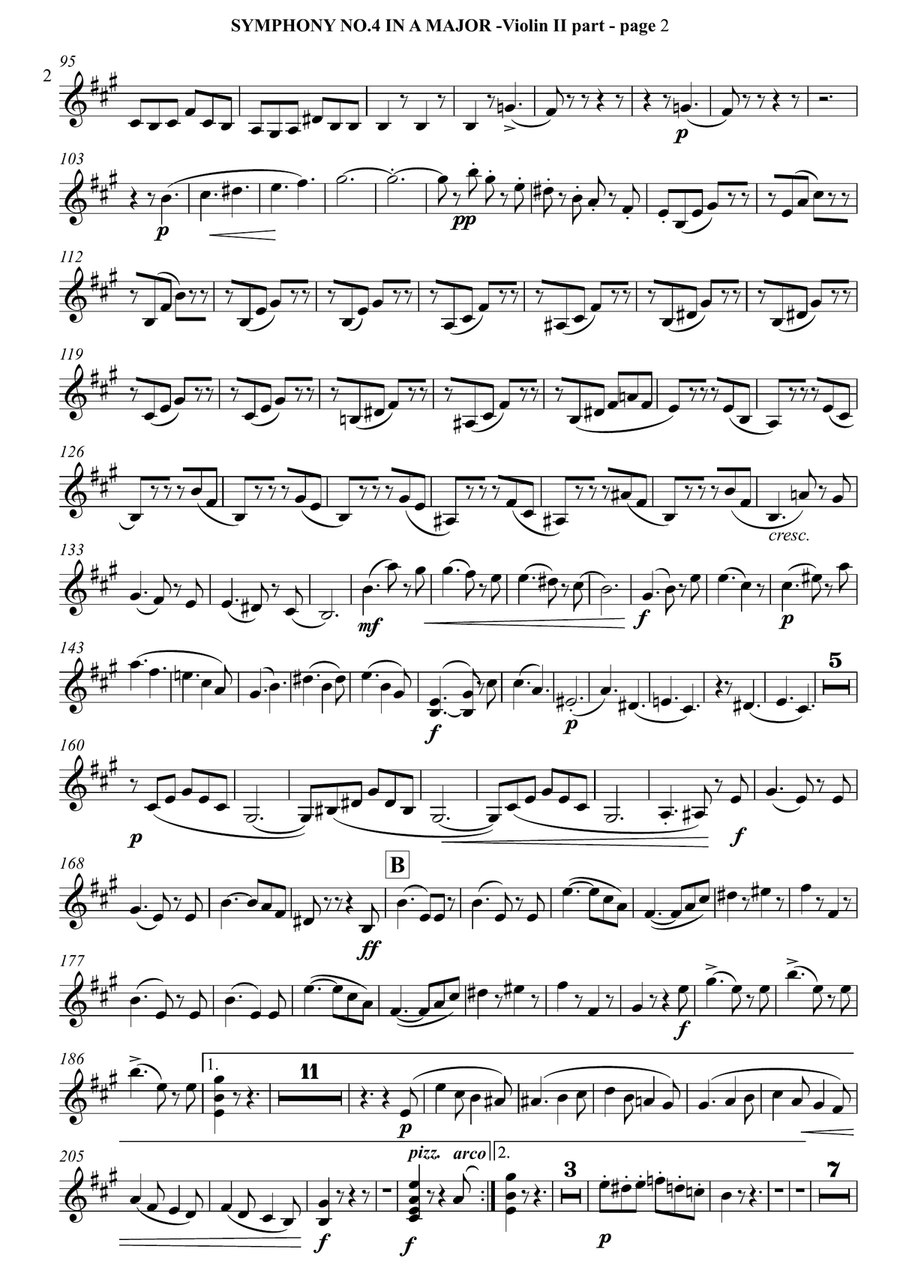 Felix Mendelssohn Bartholdy - SYMPHONY NO.4 IN A MAJOR ("Italian") - Violin II part image number null