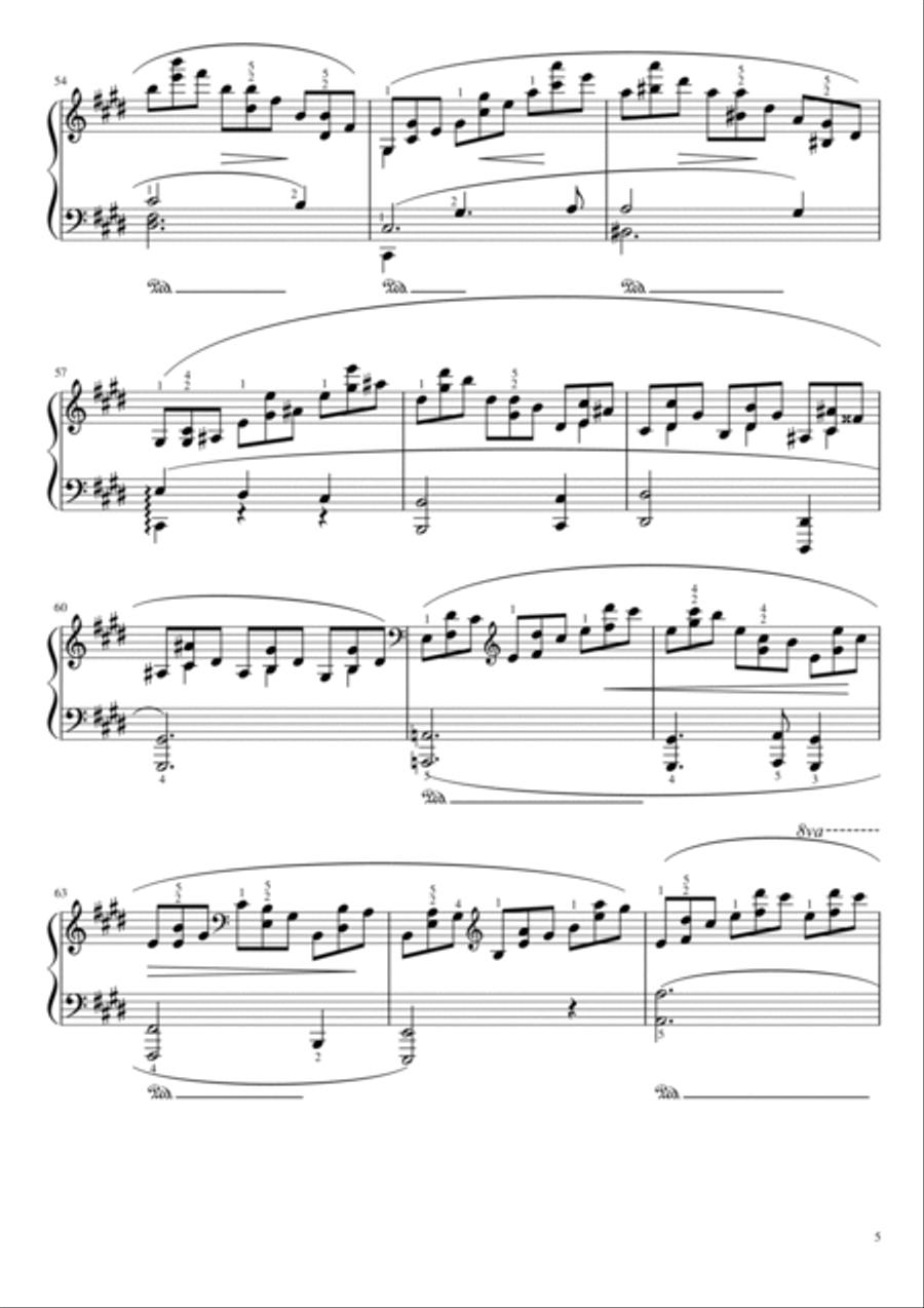 Chopin - Étude in E Minor - Op.25 No. 5 - ”Wrong note“ Original With Fingered Piano Solo scores gallery preview page 5