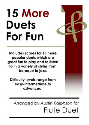 Book cover for 15 More Flute Duets for Fun (popular classics volume 2) - various levels