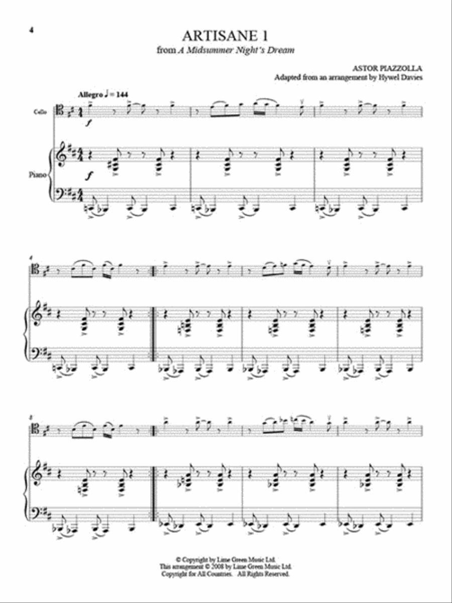25 Piazzolla Tangos for Cello and Piano by Astor Piazzolla Piano