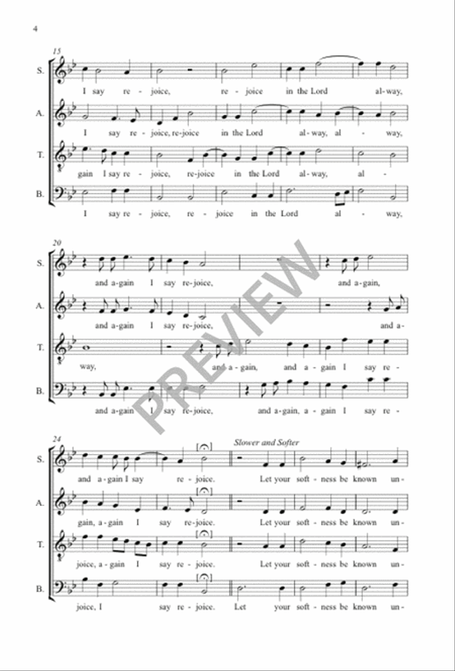 Rejoice in the Lord alway 4-Part scores gallery preview page 5