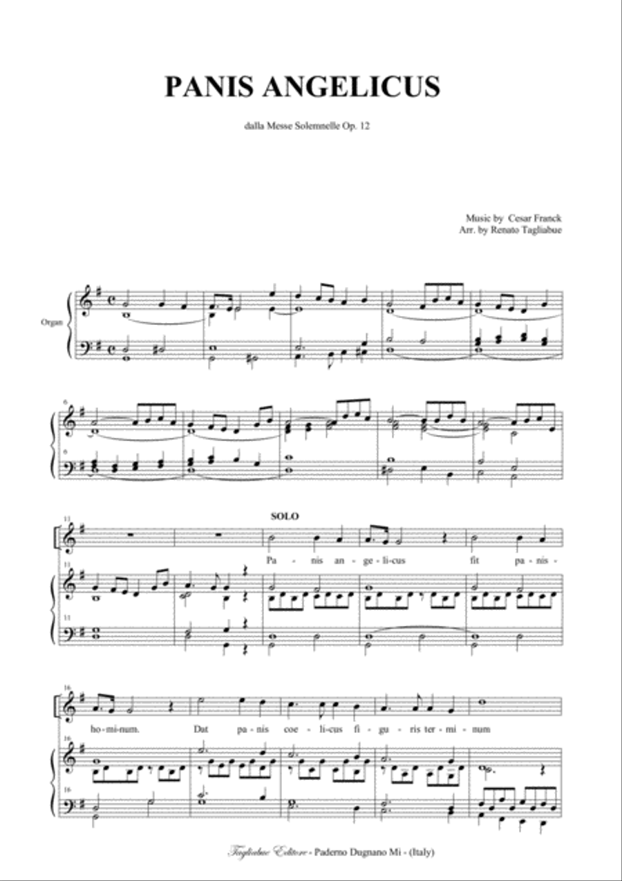 FRANCK - PANIS ANGELICUS - ALL IN ONE FILE: : For Organ Solo, for Soprano, Tenor and Organ, for Alto 4-Part scores gallery preview page 6