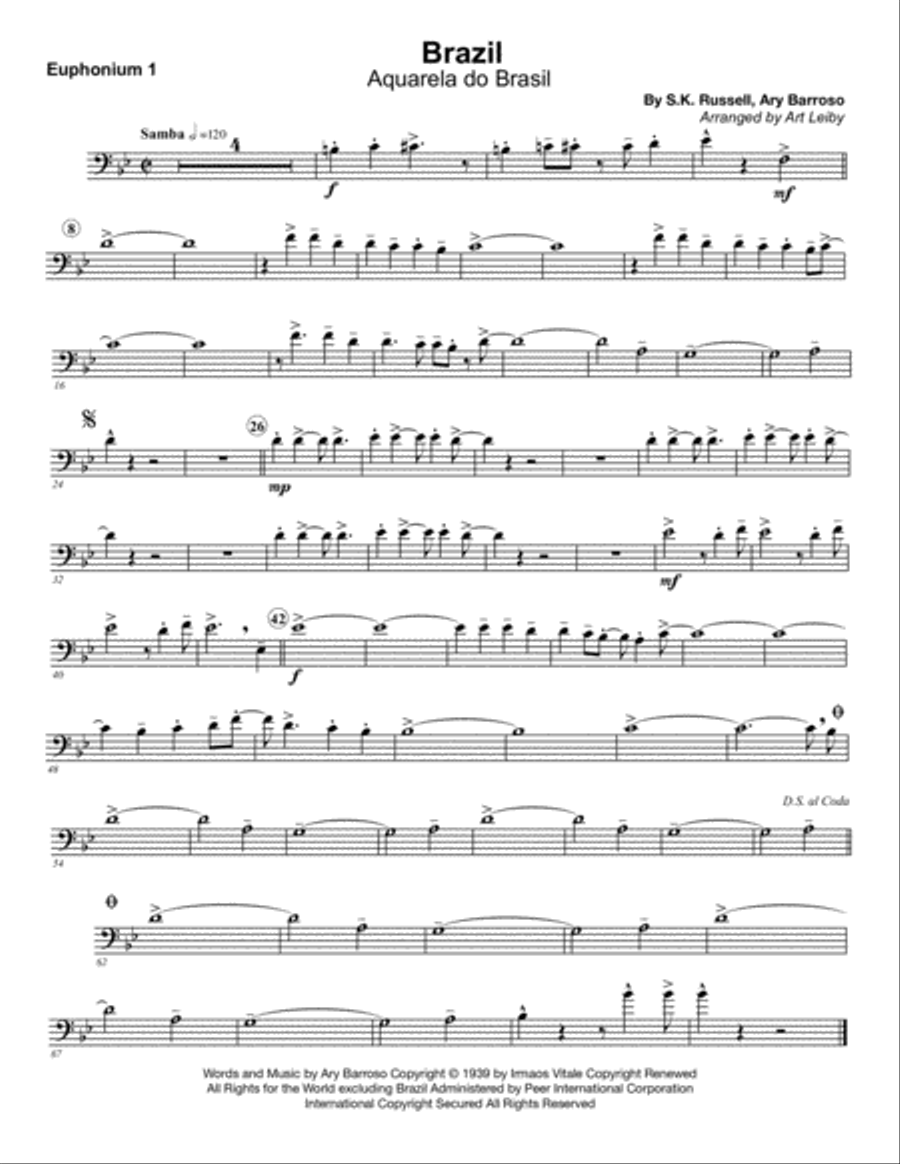 Aquarela Brasileira (aquarela Do Brasil) (brasil) Brass Ensemble scores gallery preview page 4