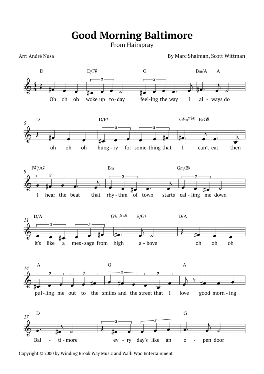 Good Morning Baltimore Piano scores gallery preview page 1