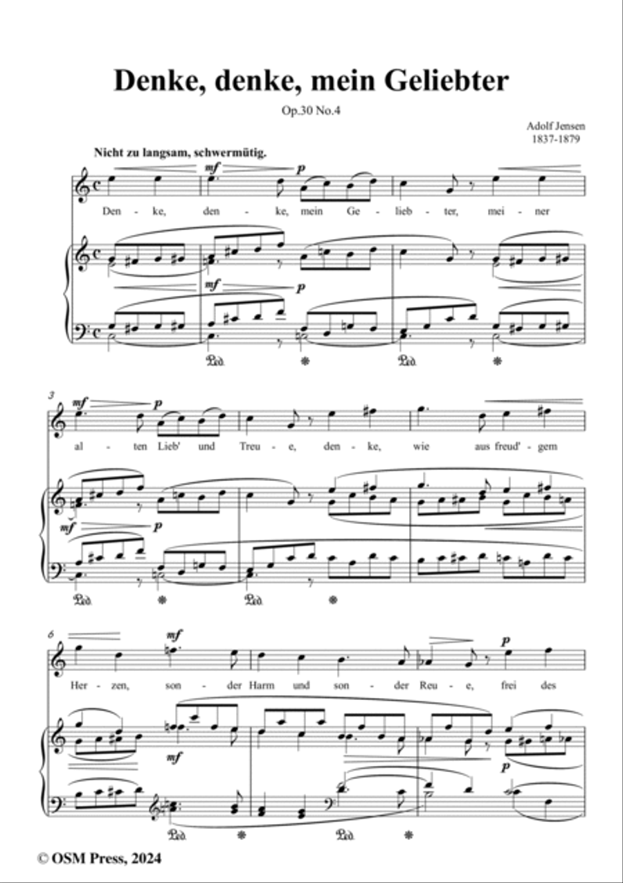 A. Jensen-Denke,denke,mein Geliebter,Op.30 No.4,in C Major Voice scores gallery preview page 2