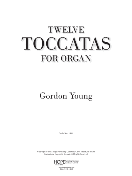 Twelve Toccatas for Organ-Digital Download image number null