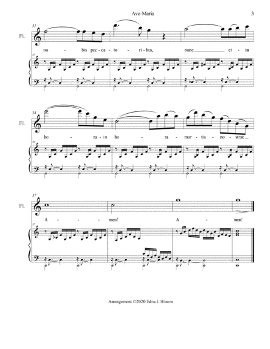 Ave Maria (Bach-Gounod) flute with piano (mp3 accompaniment also available) Flute Solo scores gallery preview page 4