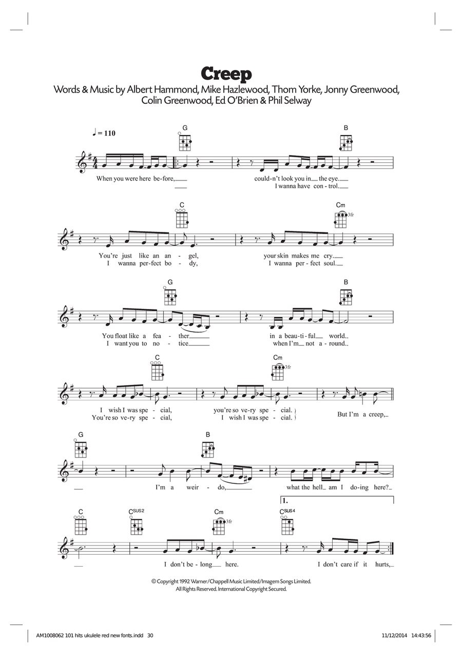 Creep Ukulele scores gallery preview page 1