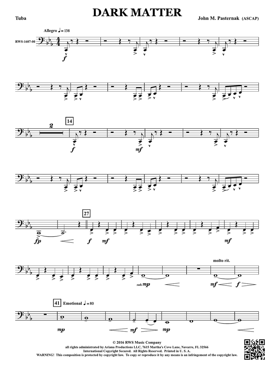 Dark Matter: Tuba Tuba scores gallery preview page 1