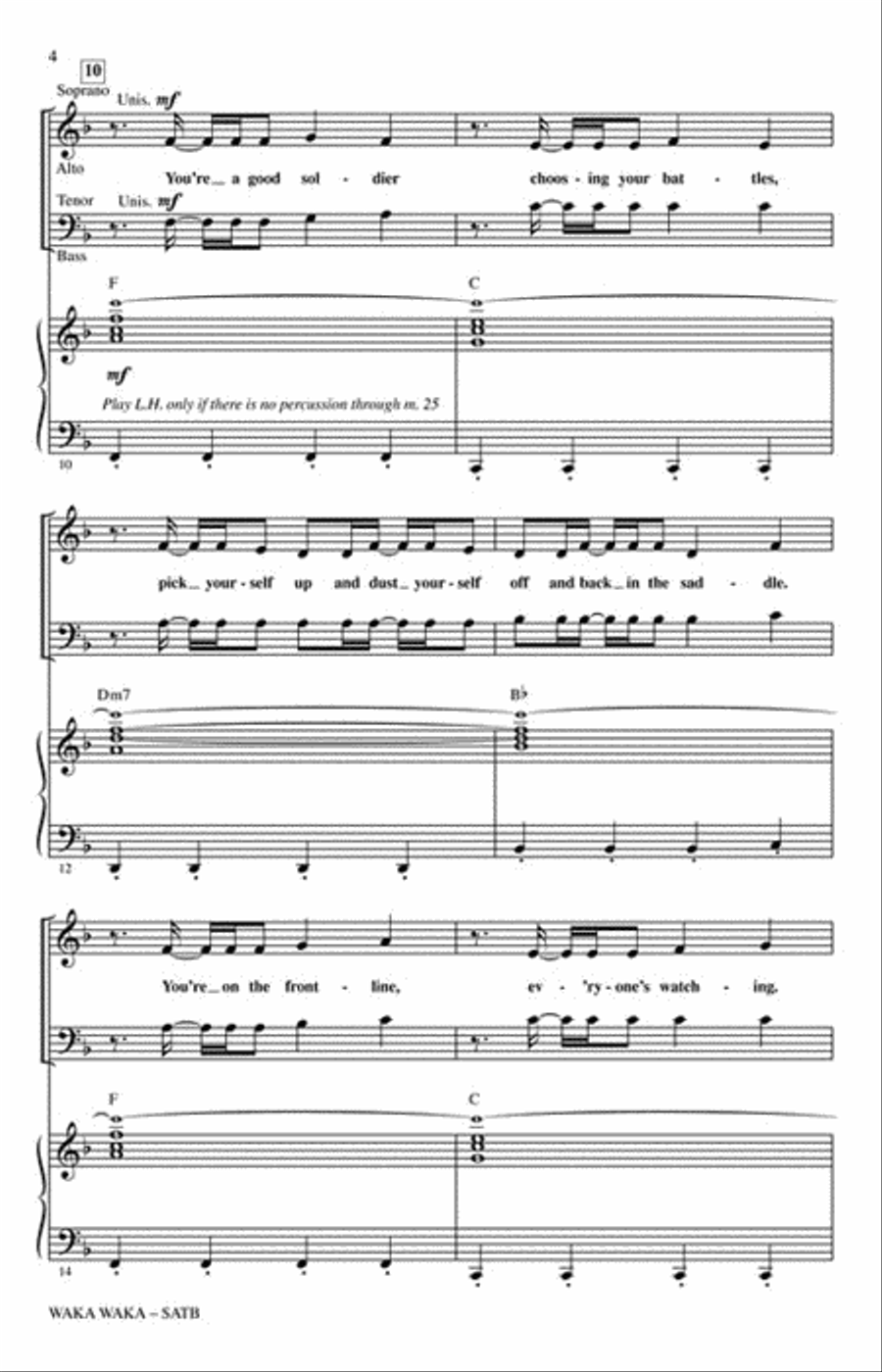 Waka Waka 4-Part scores gallery preview page 3