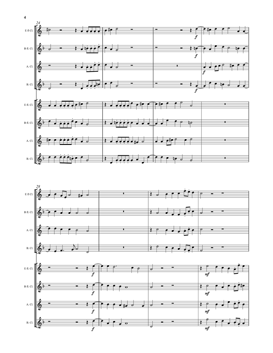 Buccinate in Neomenia Tuba (Blow the trumpet in the new moon) by Giovanni Croce for clarinet choir Clarinet Choir scores gallery preview page 4