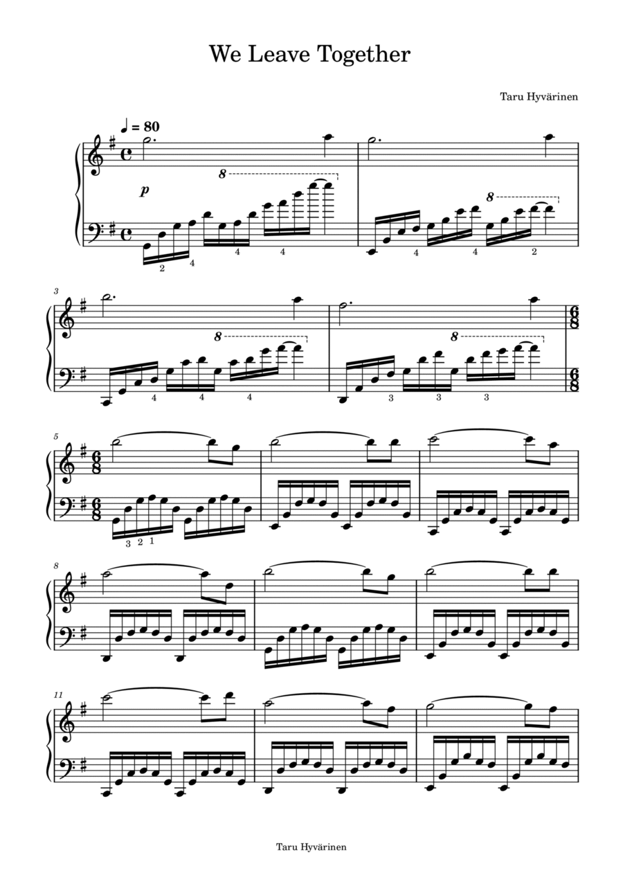 We Leave Together Piano Solo scores gallery preview page 1