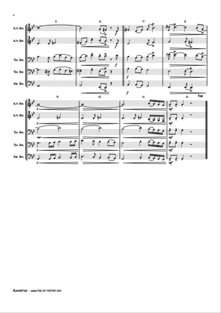 Summertime Saxophone Quintet scores gallery preview page 4