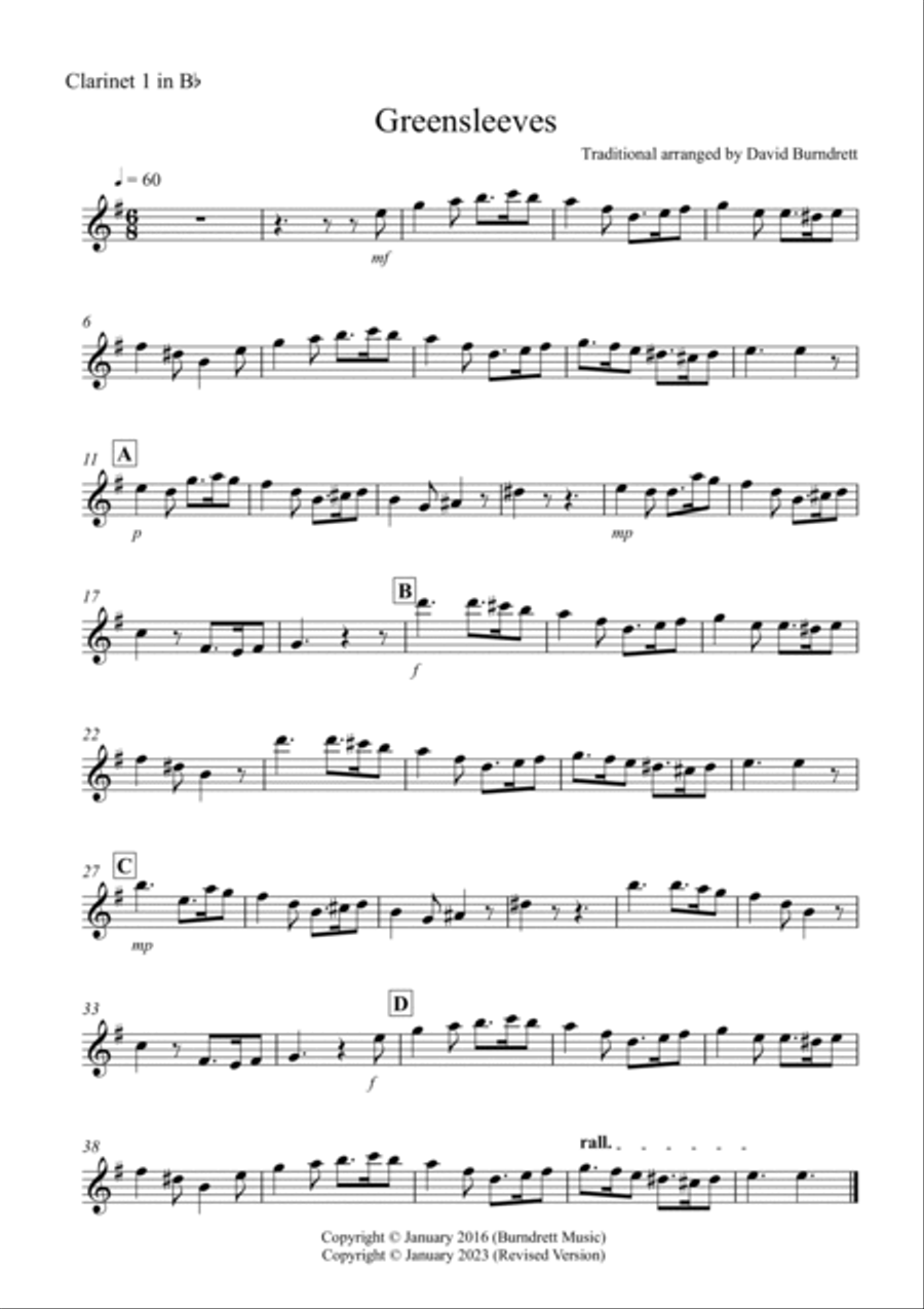 Greensleeves for Clarinet Trio Clarinet Trio scores gallery preview page 3