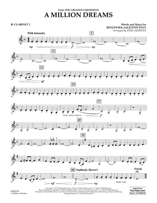 Book cover for A Million Dreams (from The Greatest Showman) (arr. Paul Murtha) - Bb Clarinet 2