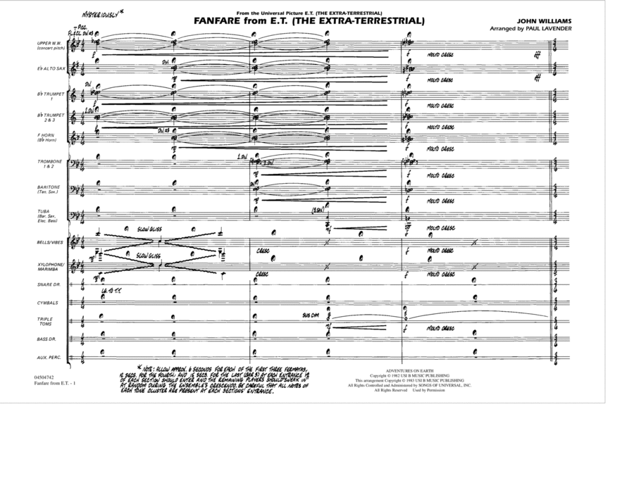 Fanfare from E.T. (The Extra-Terrestrial) - Conductor Score (Full Score)