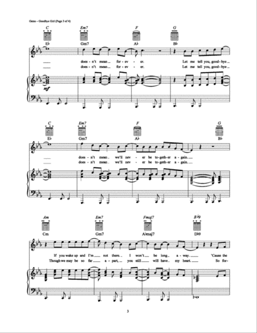 Goodbye Girl Goodbye Girl Piano, Vocal, Guitar scores gallery preview page 3