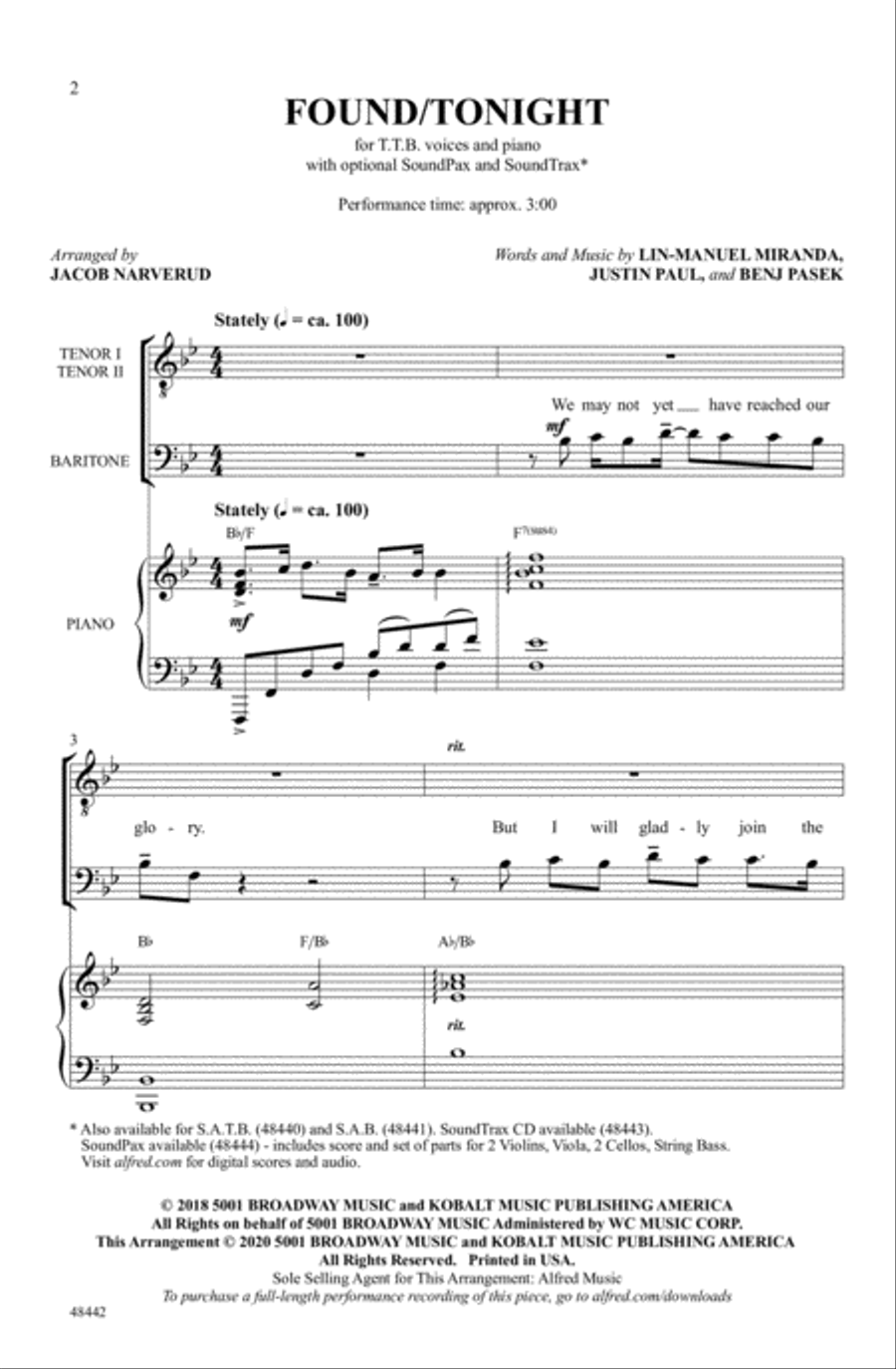 Found/Tonight Found/Tonight Choir scores gallery preview page 1