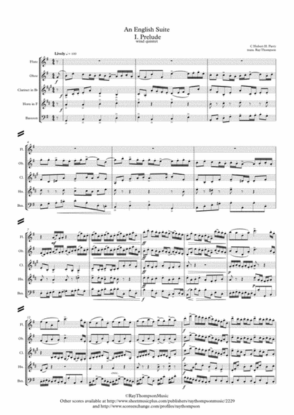 Parry: An English Suite I. Prelude - wind quintet image number null