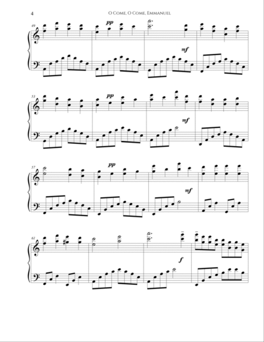 O Come, O Come, Emmanuel – Late Intermediate Christmas Piano Sheet Music Piano Solo scores gallery preview page 5