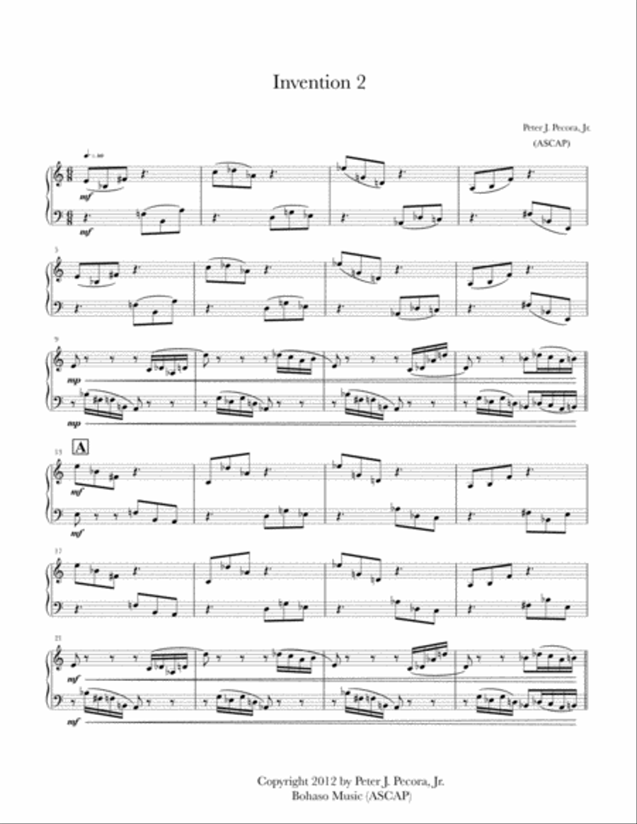 Invention 2 for Piano Invention 2 for Piano Piano Solo scores gallery preview page 1
