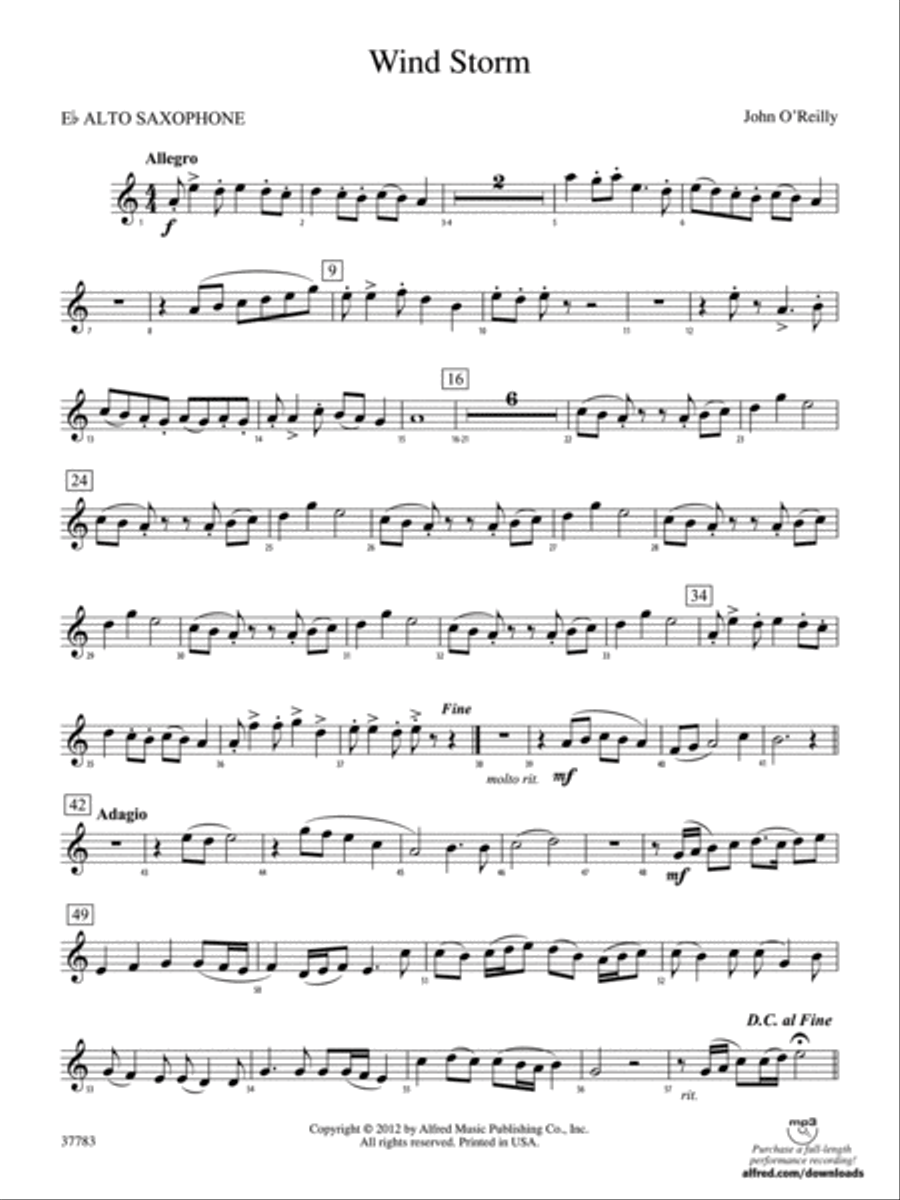 Wind Storm: E-flat Alto Saxophone Concert Band scores gallery preview page 1
