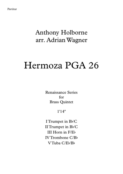 Hermoza PGA 26 (Anthony Holborne) Brass Quintet arr. Adrian Wagner image number null