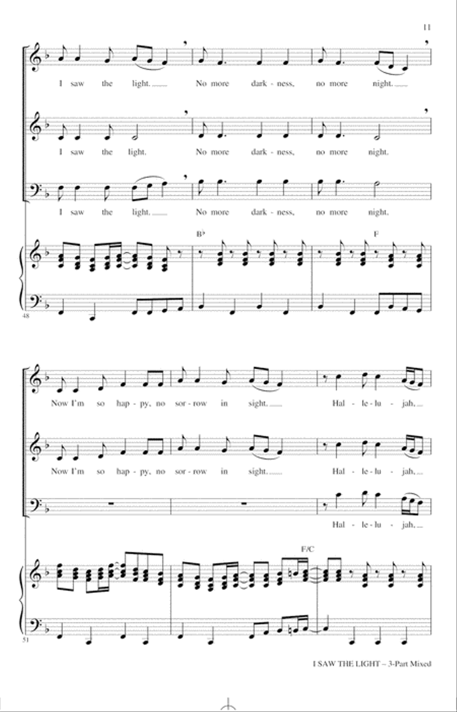 I Saw The Light (arr. Audrey Snyder) 3-Part scores gallery preview page 9
