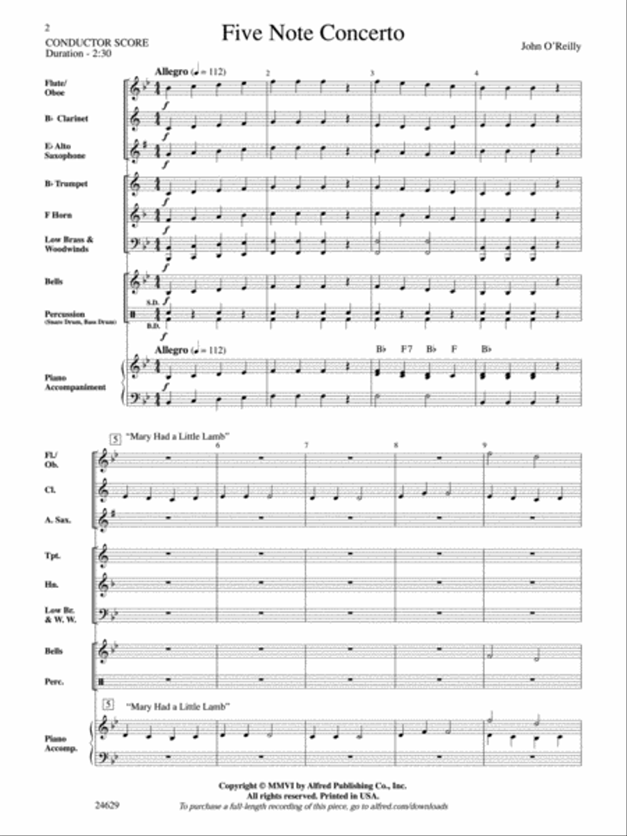 Five-Note Concerto Concert Band scores gallery preview page 2
