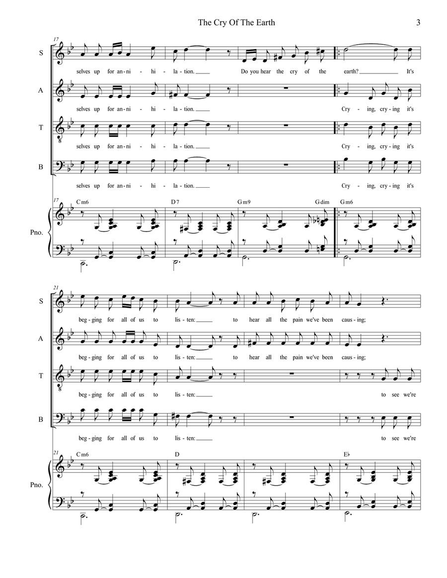 The Cry Of The Earth (SATB) 4-Part scores gallery preview page 3