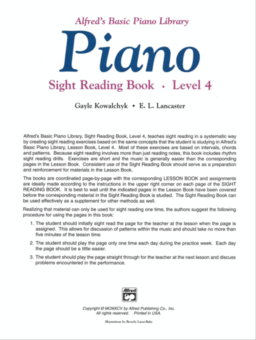 Alfred's Basic Piano Course Sight Reading, Level 4 Piano Method scores gallery preview page 2