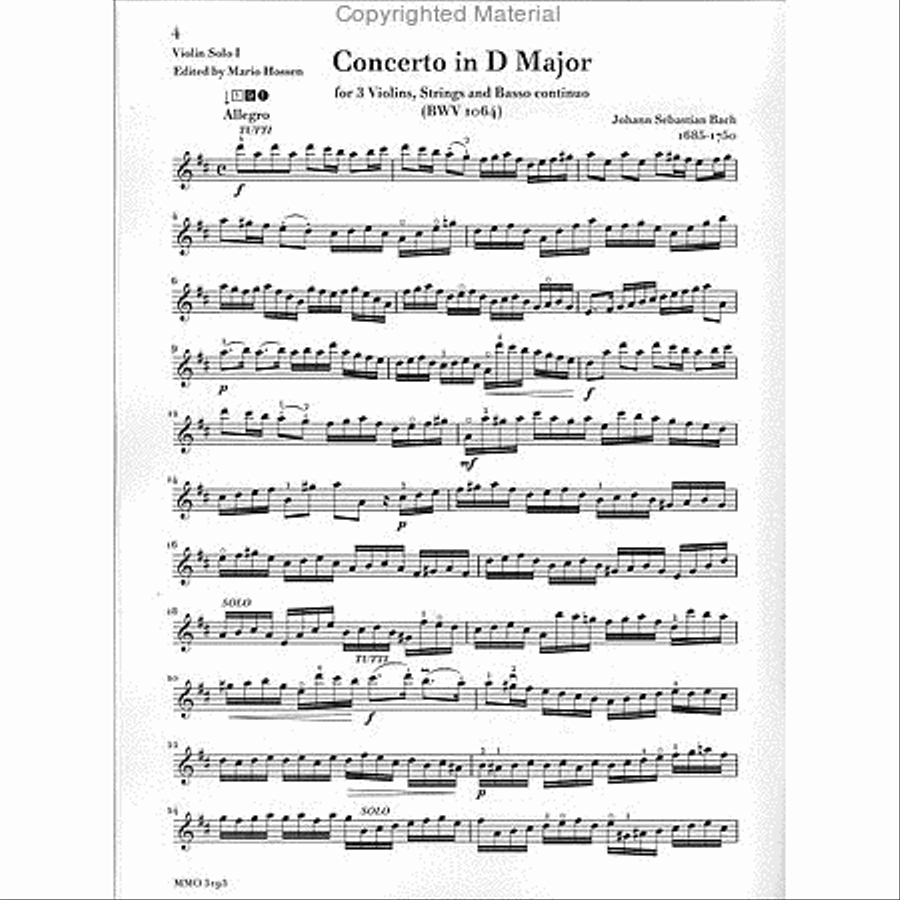 Johann Sebastian Bach: Triple Concerto for Three Violins in C Major, BWV 1064 Violin Solo scores gallery preview page 2