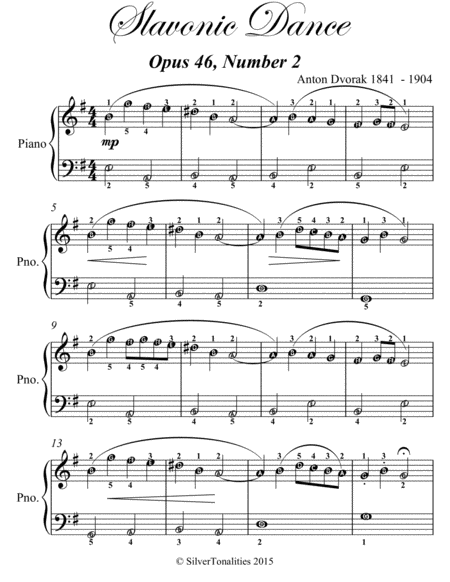 Slavonic Dance Opus 46 Number 1 Easy Piano Sheet Music