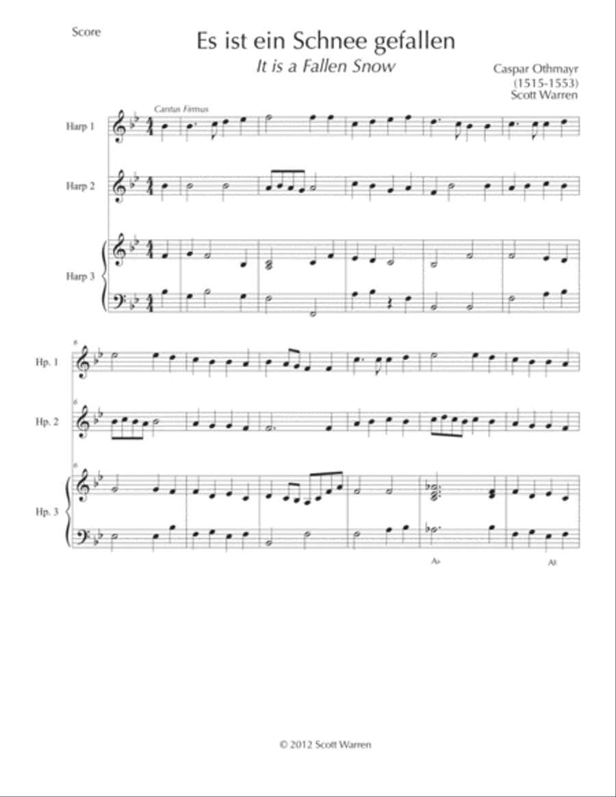Es ist ein Schnee gefallen (Caspar Othmayr) Small Ensemble scores gallery preview page 1