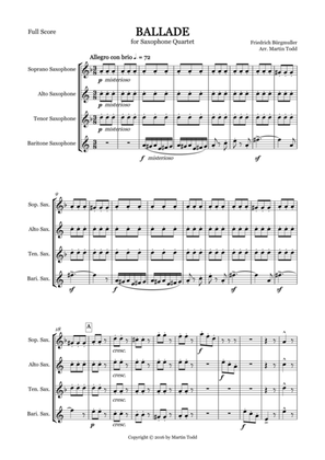 Book cover for Ballade for Saxophone Quartet (SATB)