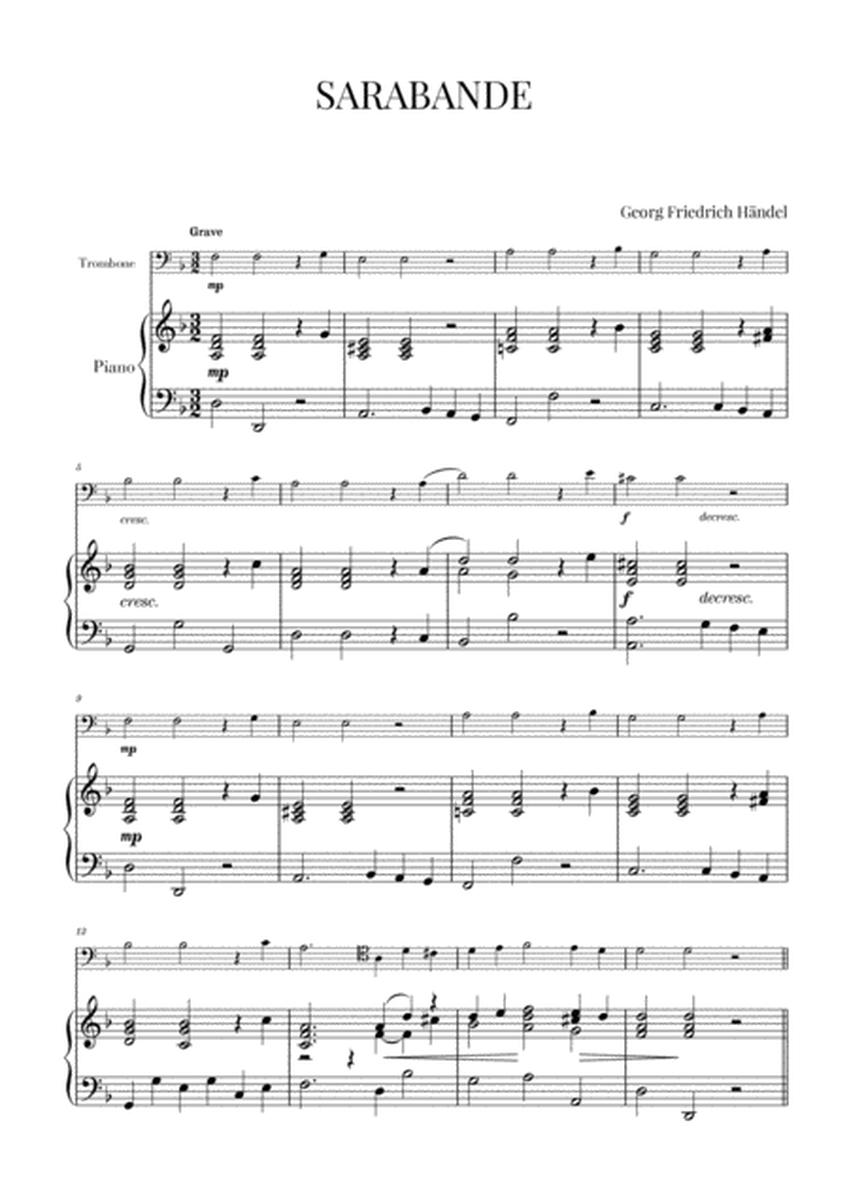 Haendel - Sarabande HWV 437 (for Trombone and Piano) image number null