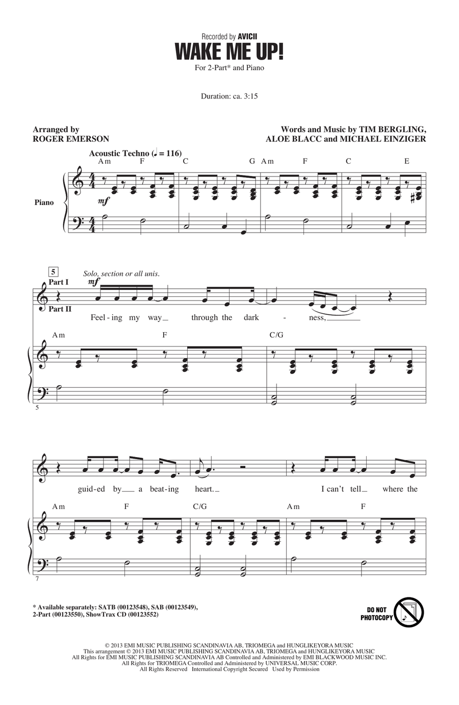 Wake Me Up! 2-Part scores gallery preview page 1