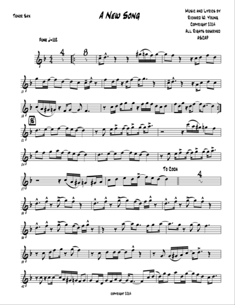 A New Song- Tenor Sax Tenor Saxophone scores gallery preview page 1