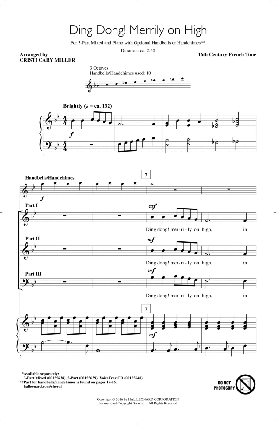 Ding Dong! Merrily On High 3-Part scores gallery preview page 1