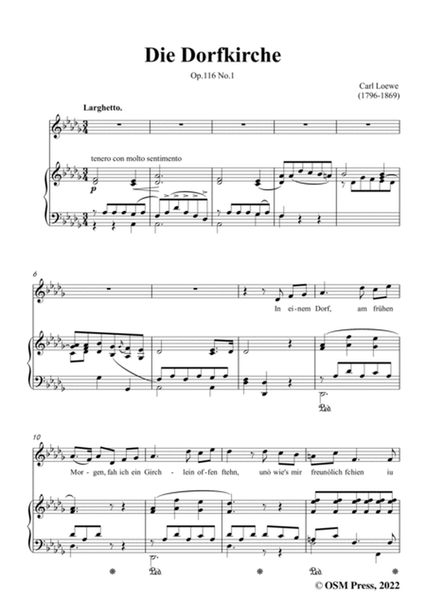 Loewe-Die Dorfkirche,in D flat Major,Op.116 No.1,from 3 Balladen,for Voice and Piano
