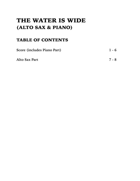 The Water is Wide (Alto Sax and Piano) image number null
